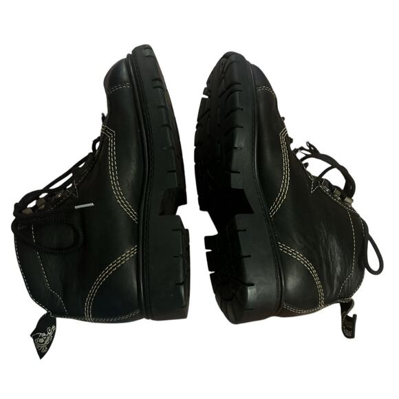 Women 9M London Underground Black Leather Lace-Up Combat Boots Punk Goth - Picture 6 of 11